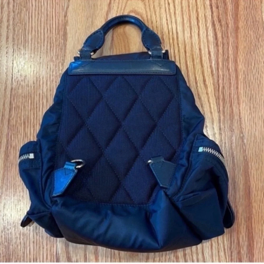 Authentic Burberry Small Rucksack Technical Nylon & Leather Backpack- Black - Picture 3 of 15